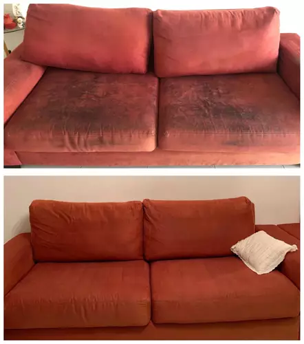 ניקיון ספה מבד לפני ואחרי